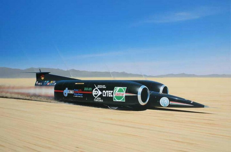 Ракетный автомобиль Thrust SSC 1228 км/ч