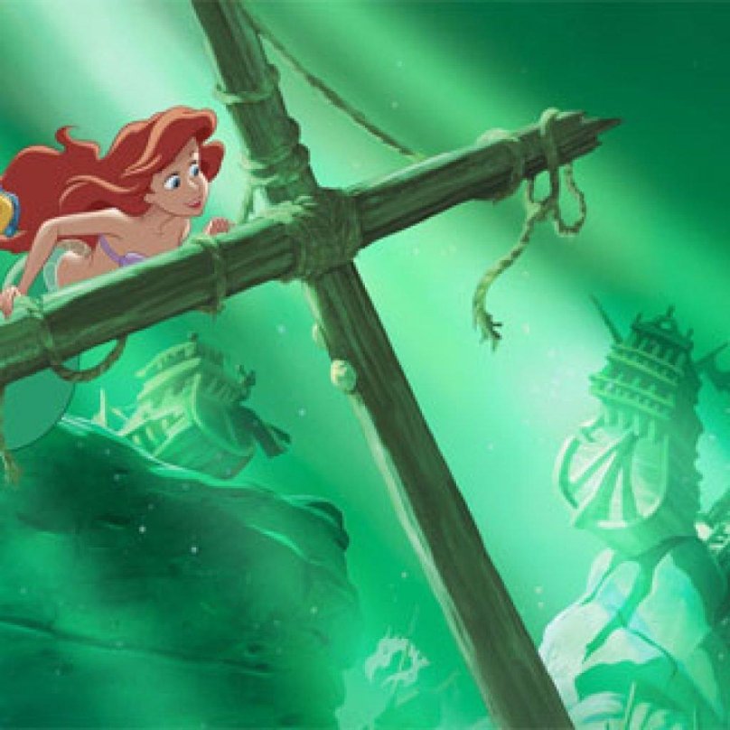 Русалочка Ариэль на затонувшем корабле