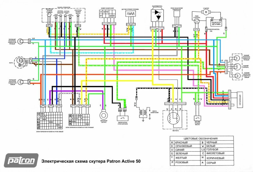 Электросхема китайского скутера 150 кубов 4т