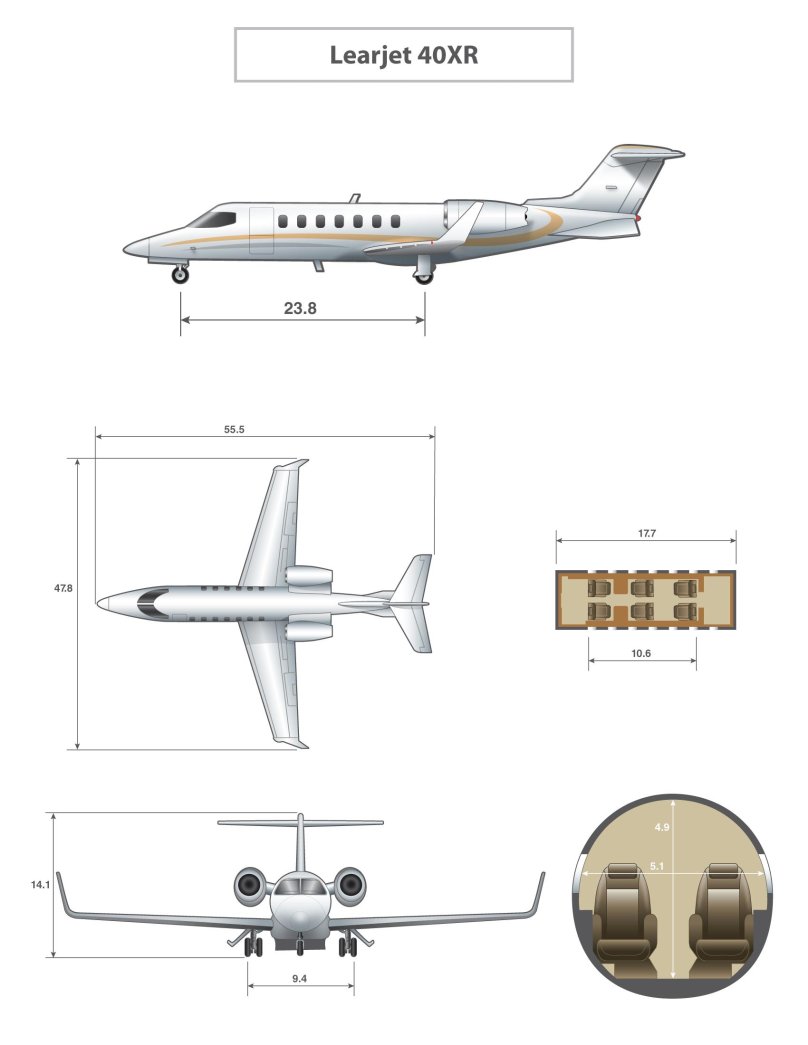 Bombardier Learjet 45 чертеж