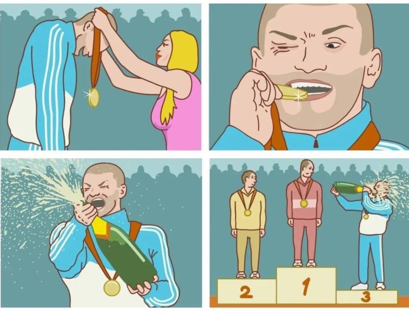 Мужик радуется третьему месту Мем