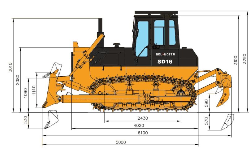 Бульдозер Шантуй СД 16 габариты