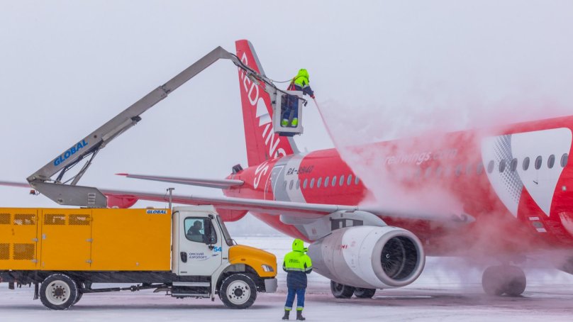 Противообледенительная обработка самолета