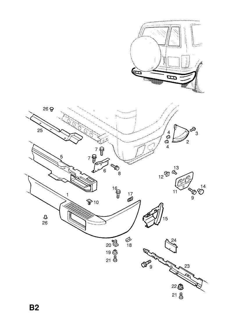 Крепления заднего бампера Опель Фронтера б