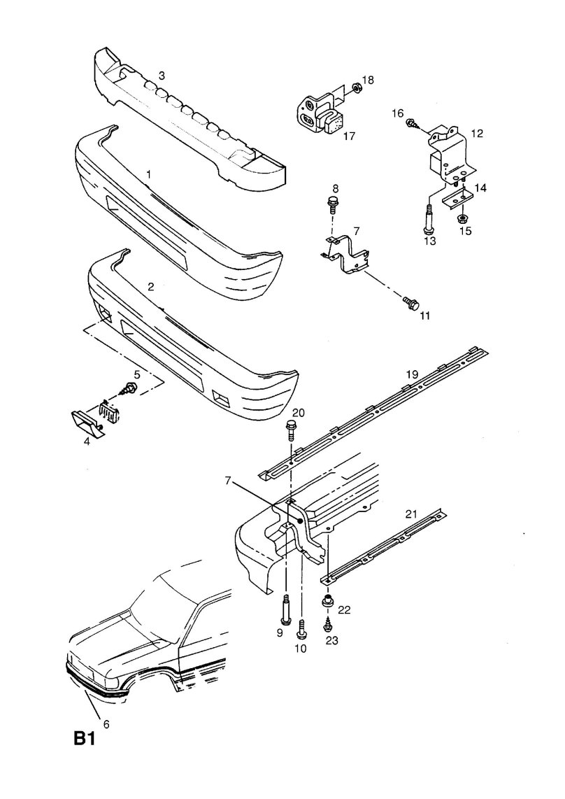 Крепления заднего бампера Опель Фронтера б