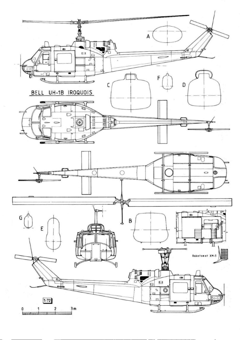 Вертолет Bell uh-1 Iroquois чертеж