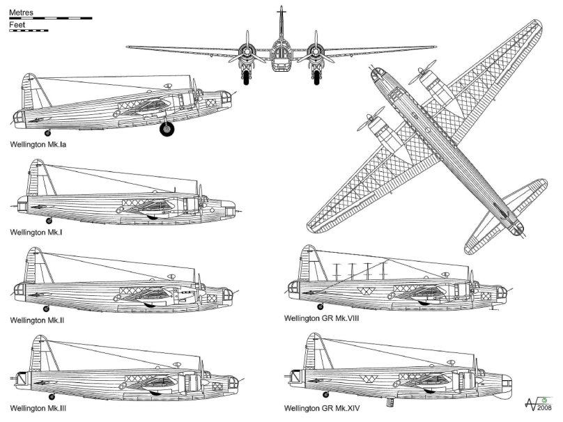 Бомбардировщик Vickers Wellington чертежи