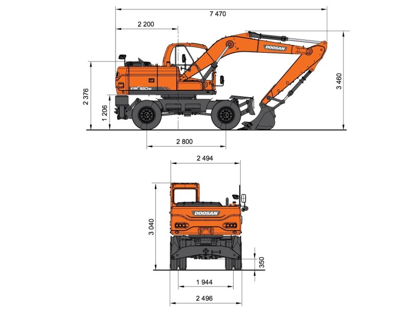 Колесный экскаватор dx140w