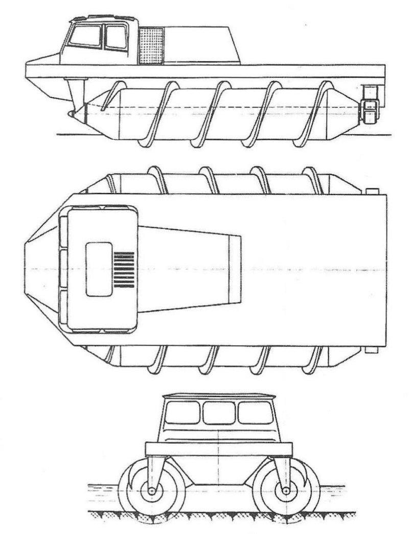 Шнекоход ЗИЛ 29061 чертеж