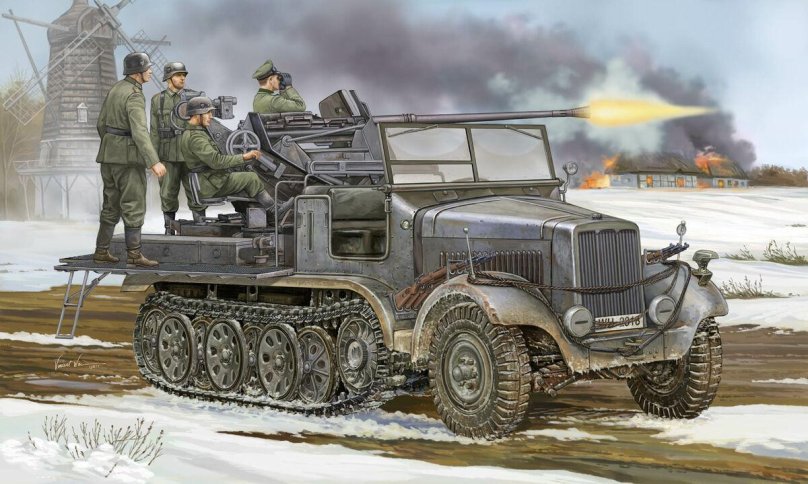 Немецкий полугусеничный тягач SD KFZ 7