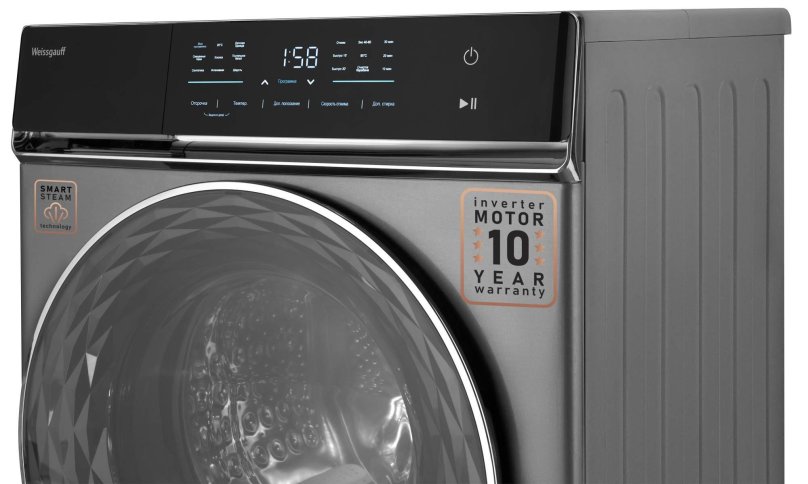 Стиральная машина Weissgauff WMD 888 Touch Inverter Steam серебристый
