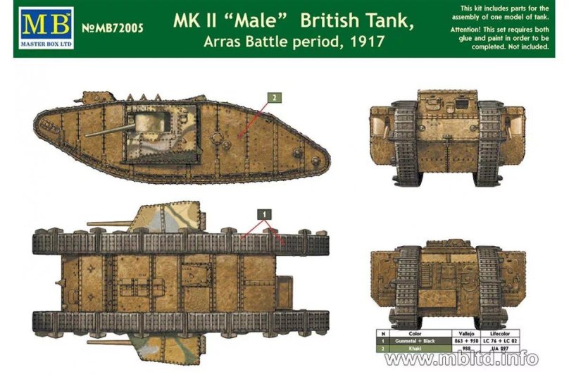 Mb72005 британский танк MKII самец битва Аррас период 1917 года Master Box MB 1/72