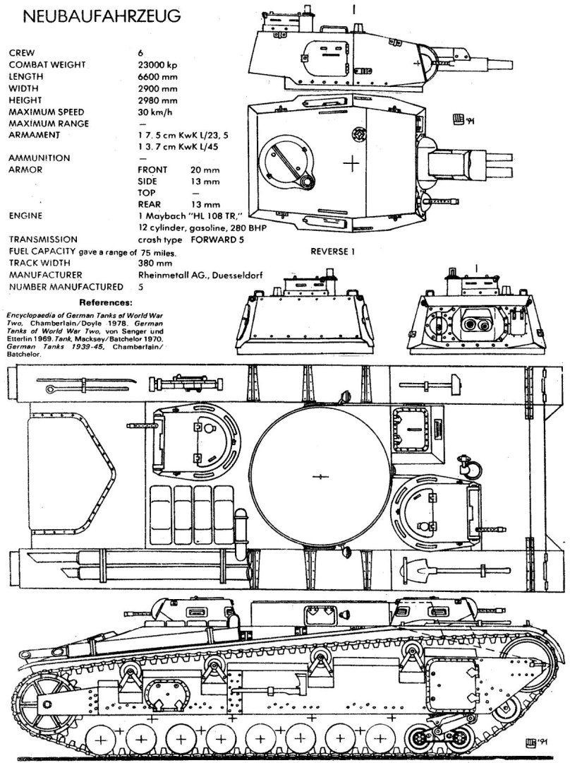 Neubaufahrzeug танк чертежи