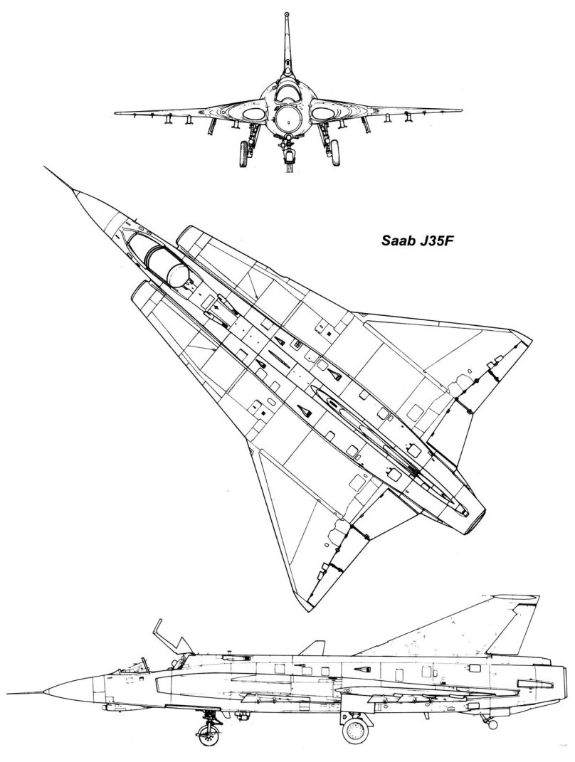 Saab 35 Draken чертеж