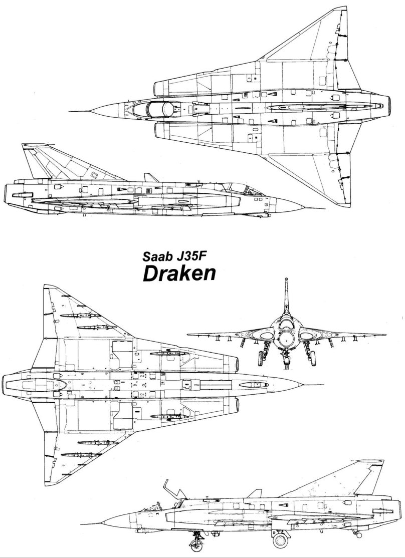 Saab 35 Draken чертеж