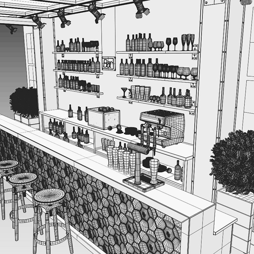 Эскиз интерьера кафе