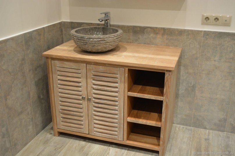 Тумба 100 с раковиной с жалюзийными дверцами