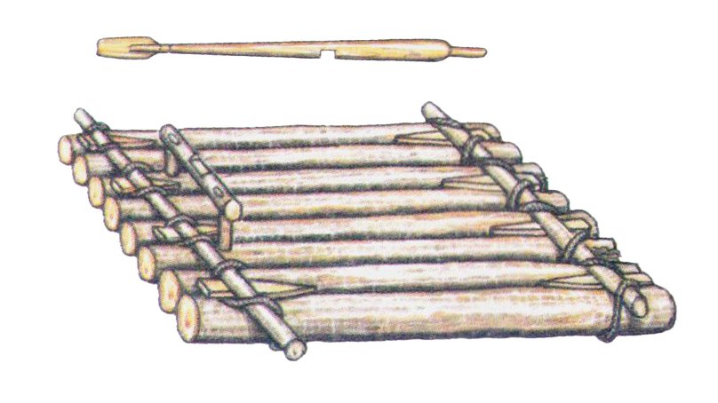 Деревянные плоты из брёвен