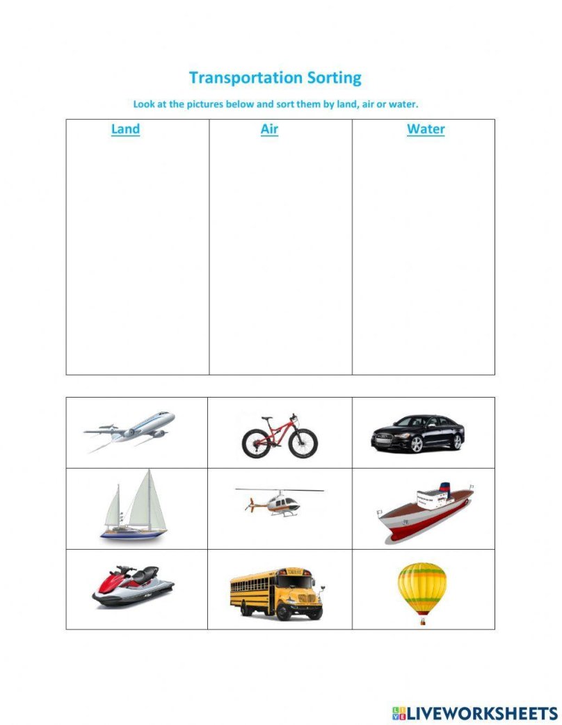 Means of transport Worksheets