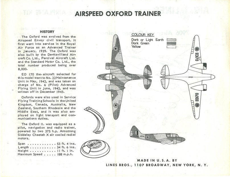 Чертежи Airspeed as.10 "Oxford", тренировочный самолет