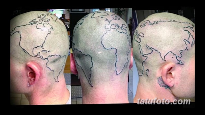 Тату Глобус на голове