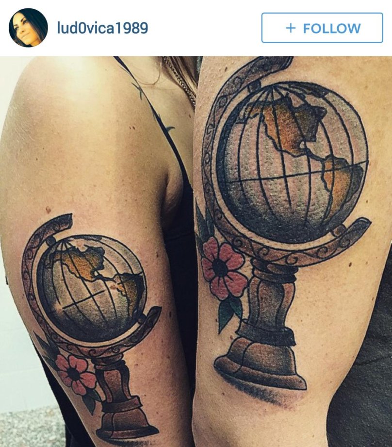 Тату Глобус на голове