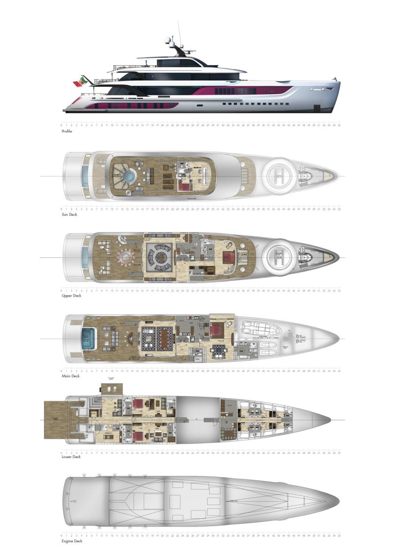 Яхта Кисмет план палуб