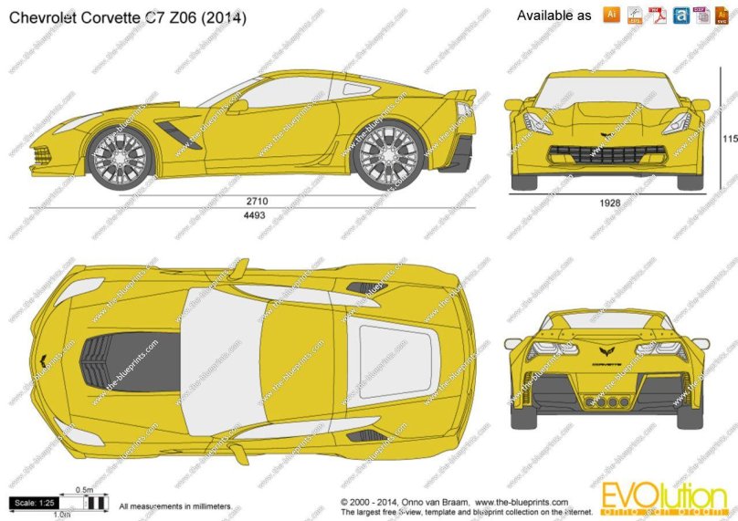 Chevrolet Corvette c7 габариты