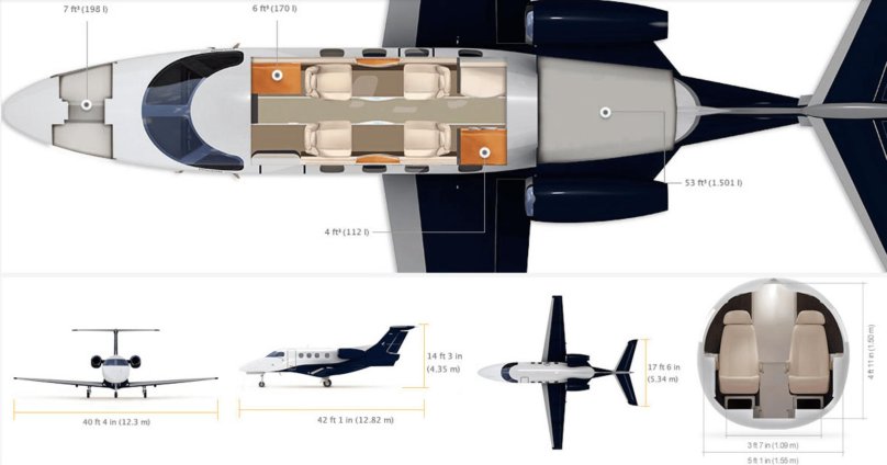 Embraer Phenom 100 салон