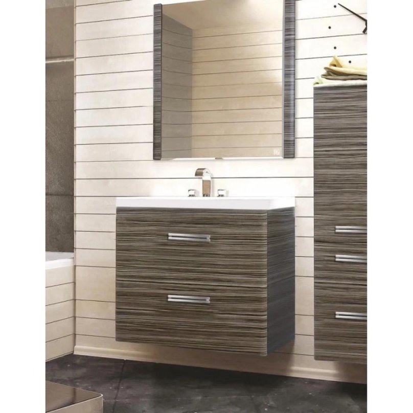 Тумба с раковиной Style line Лотос 80 Plus подвесная, шелк зебрано