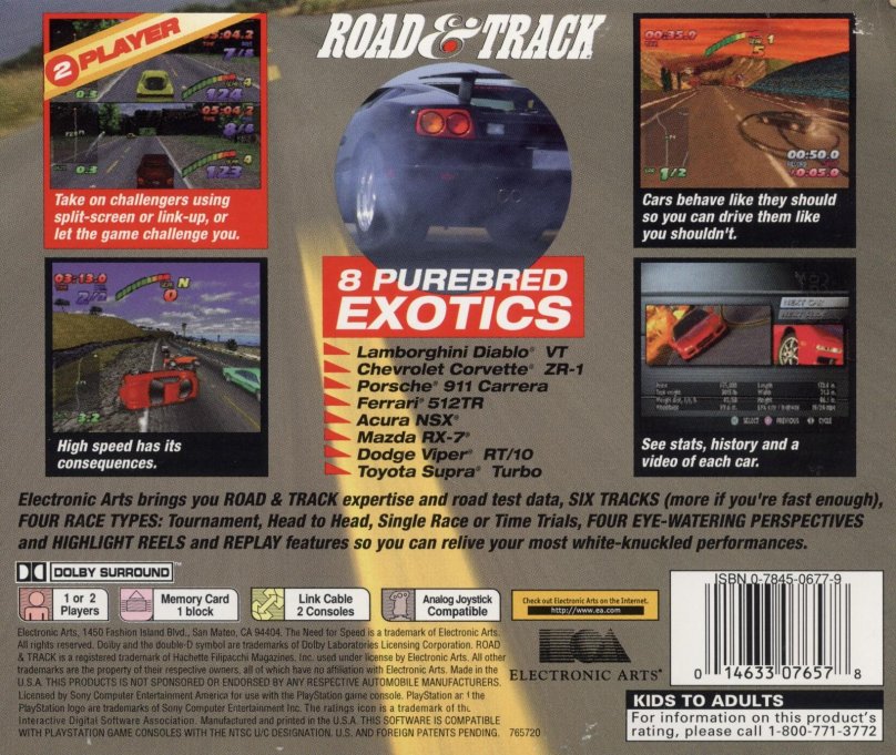 NFS Road track PS one обложка