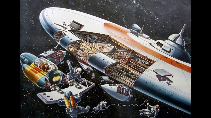 Космическая станция ретрофутуризм СССР