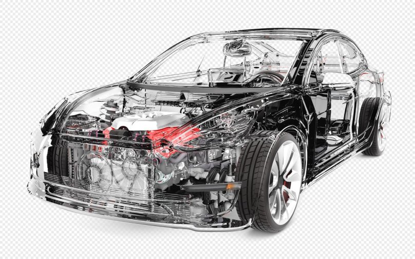 Прозрачный автомобиль с деталями