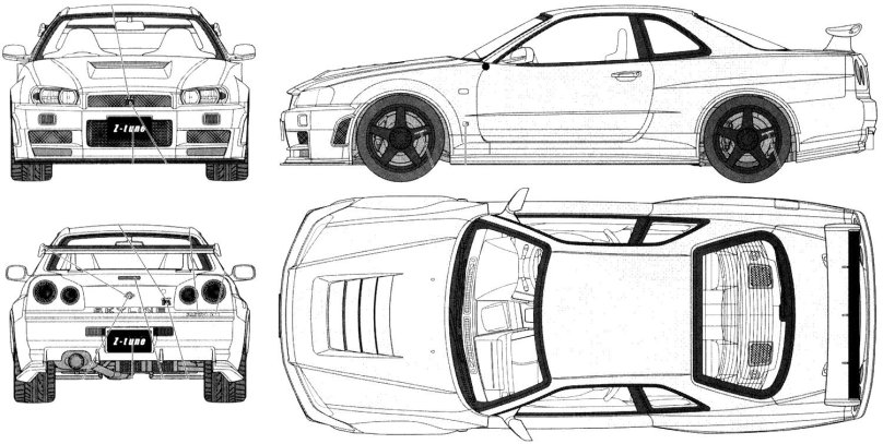 Nissan Skyline r34 Blueprints