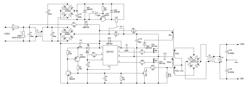 Импульсный блок питания на ir2153