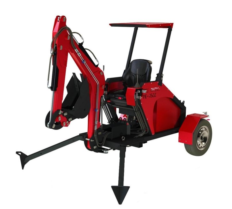 Прицепной мини экскаватор ред Рино