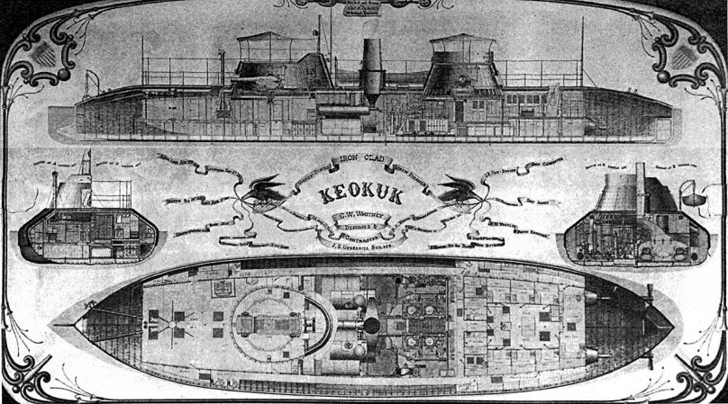 Башенный броненосец USS_Keokuk_(1862)