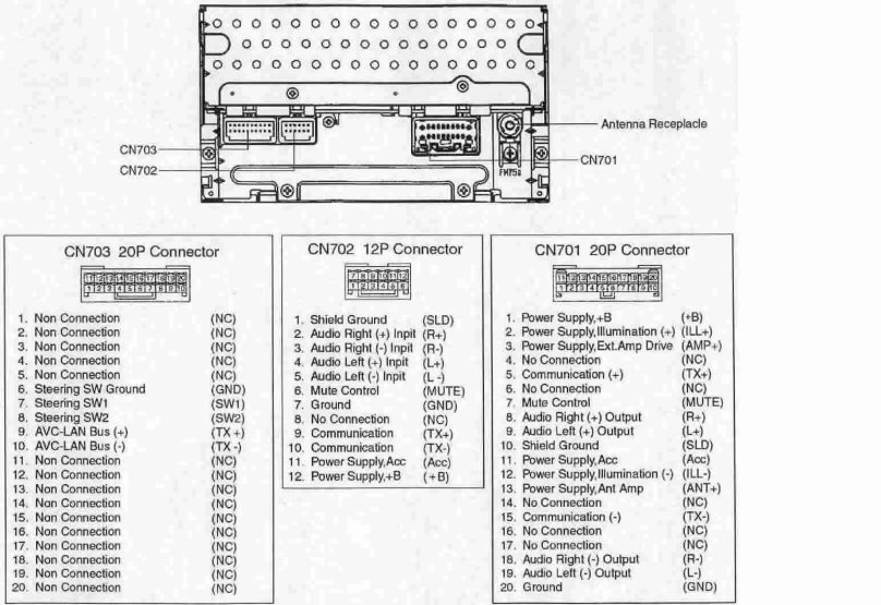 20 Pin разъем Toyota магнитола