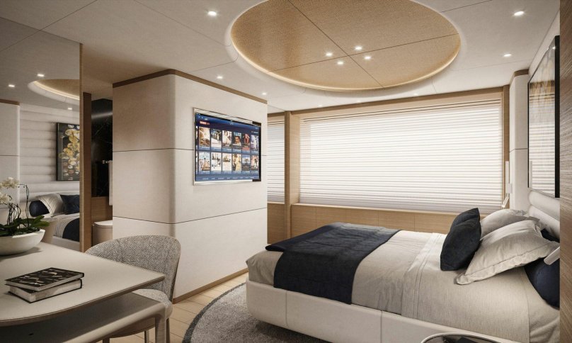 Вип каюта в ракете 25 м Минимализм стиль 3,54 на 7.3 прямоугольник