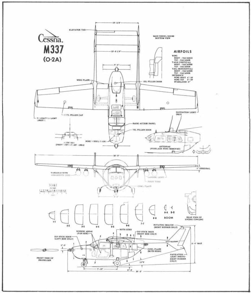 Цессна 337 чертеж