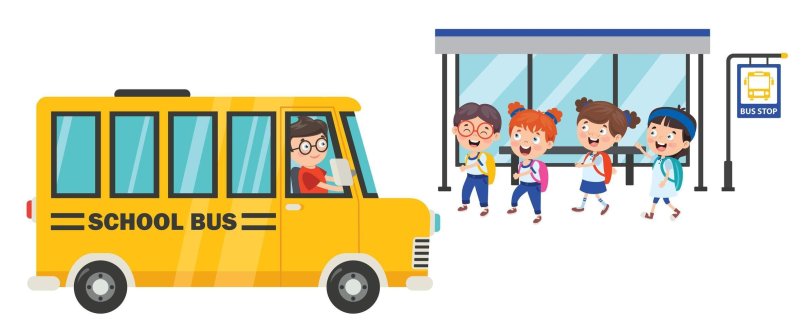 Yellow School Bus with Kids Clipart