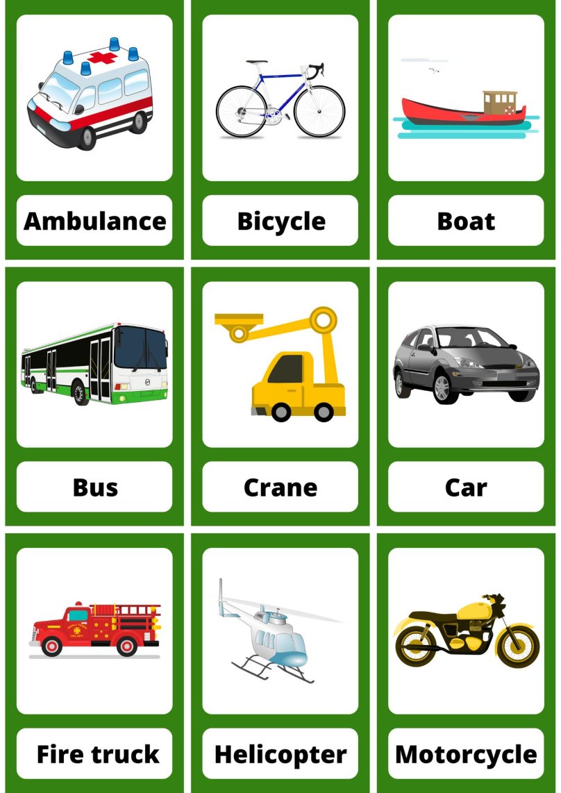 Карточки транспорт для малышей