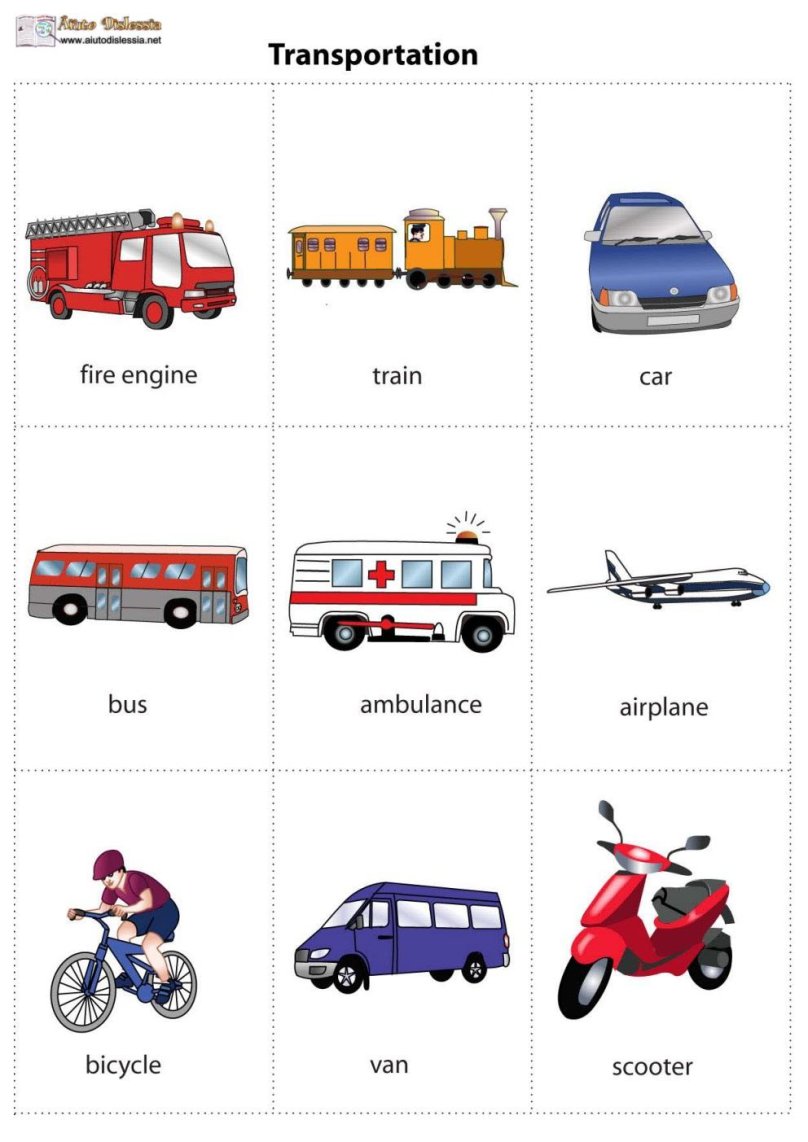 Карточки транспорт на английском