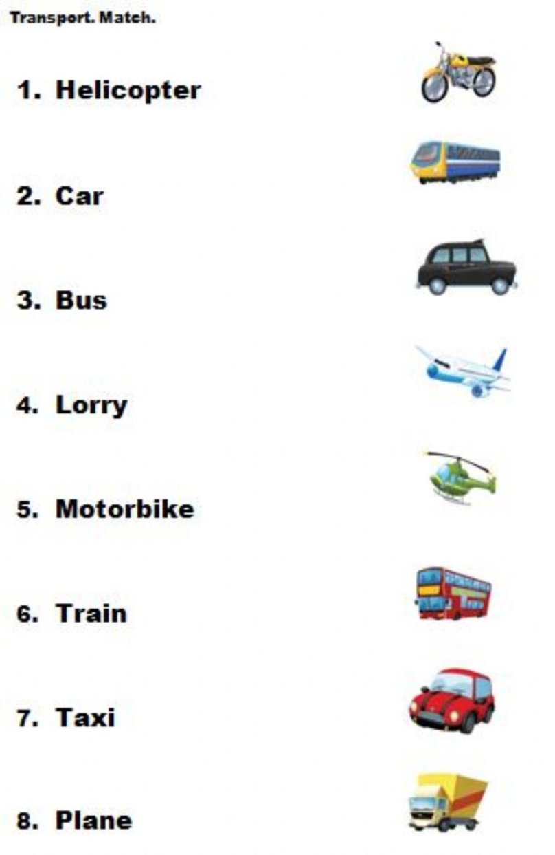 Английский для детей транспор задания