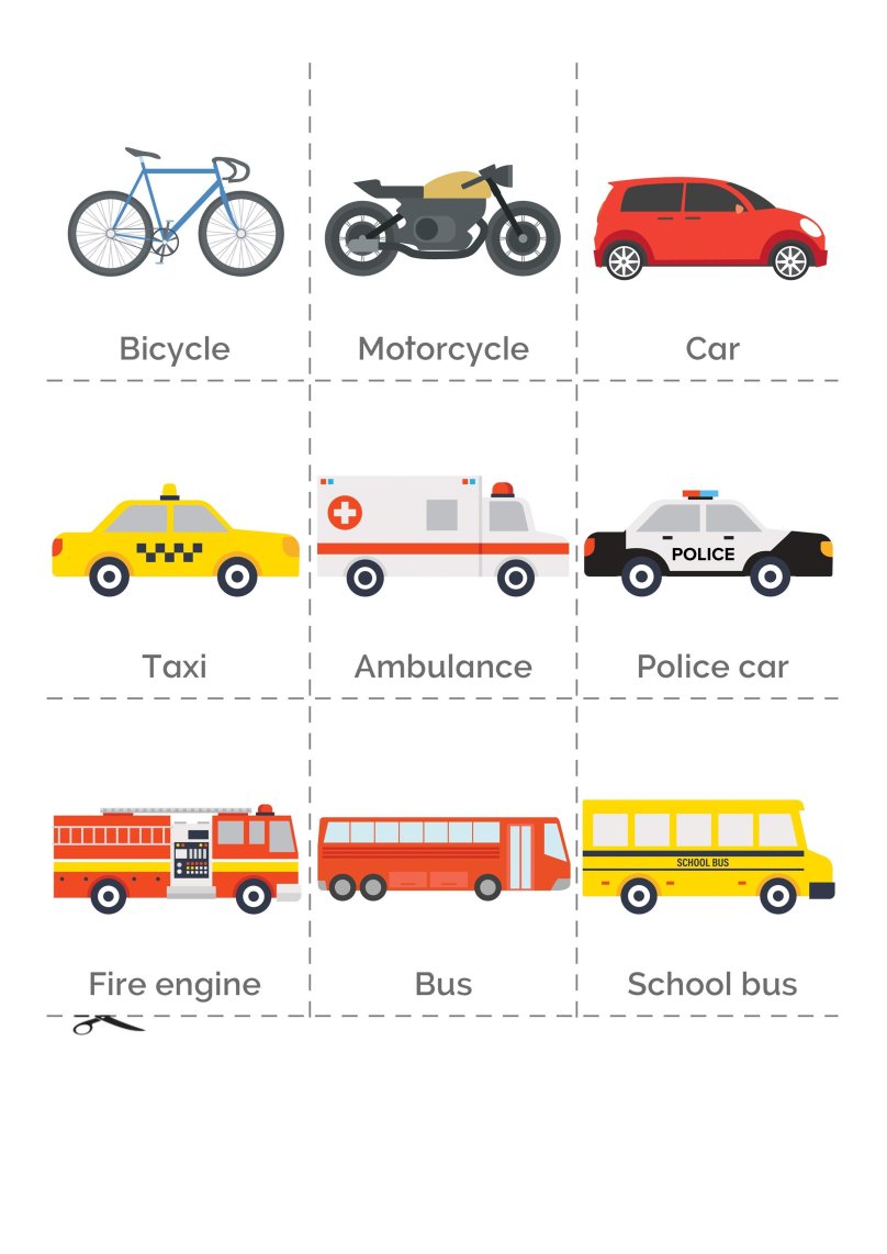 Транспорт на английском для детей