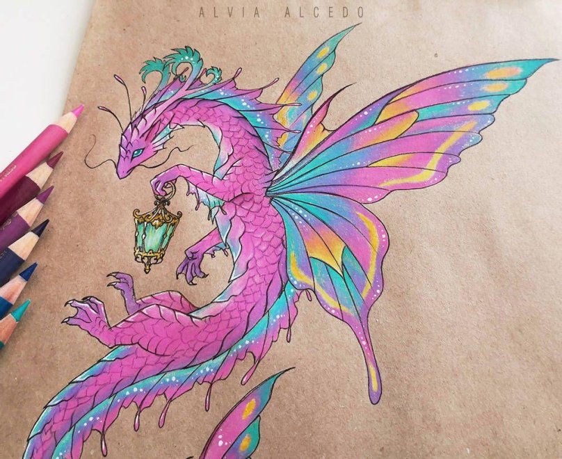 Дракон акварелью Alvia Alcedo