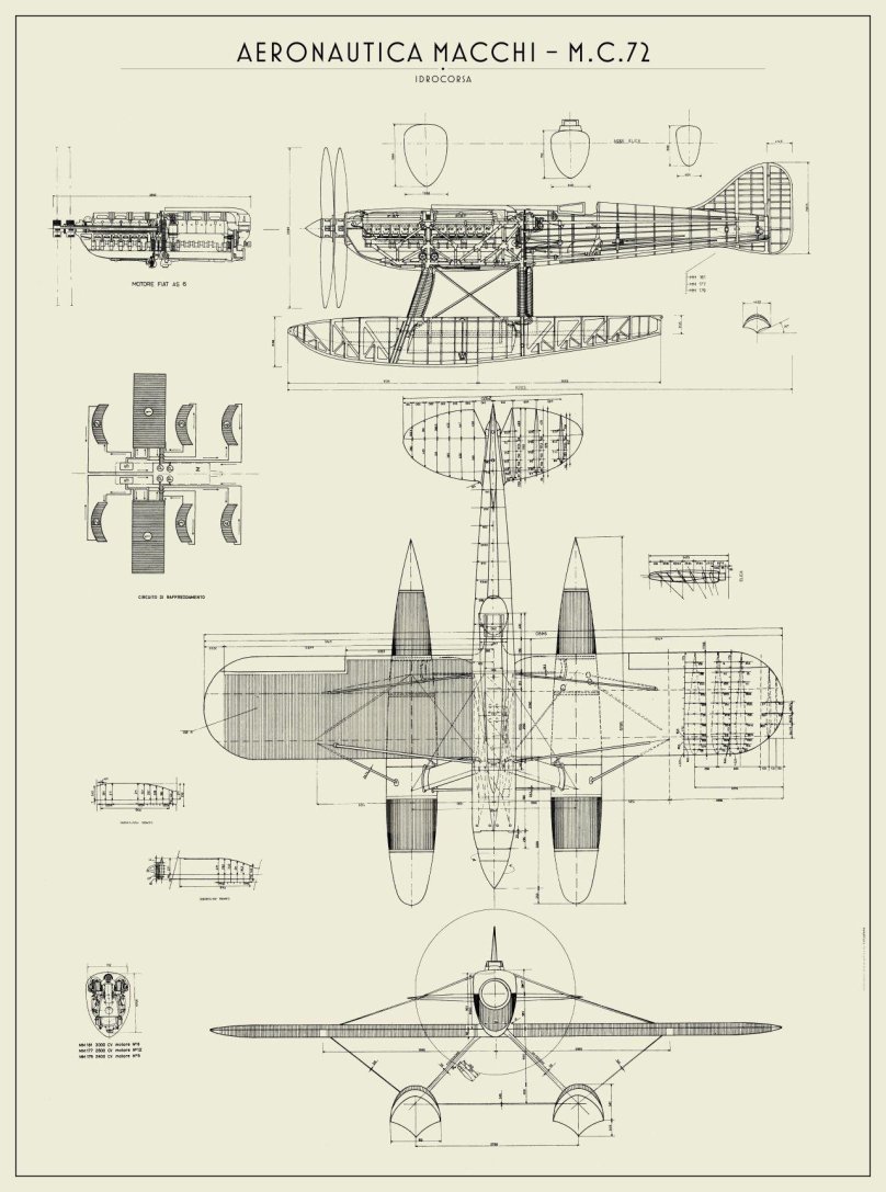 Гидросамолет Macchi m33 чертёж