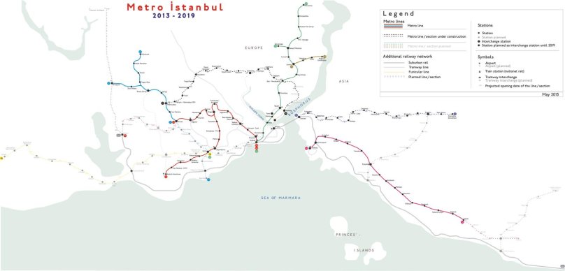 Схема метро Стамбула на карте