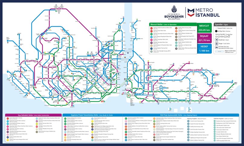 Схема метро Стамбула 2023