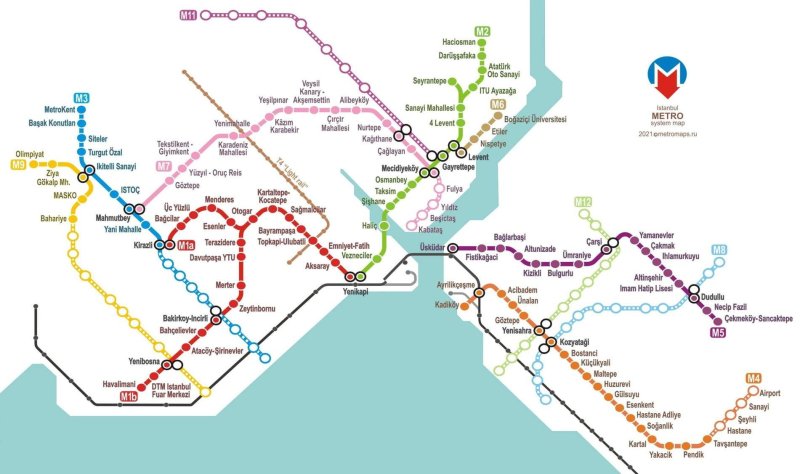 Метрополитен Стамбула схема